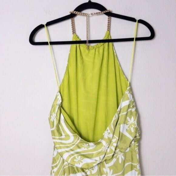 NEW ASTR The Label Quinta Retro Halter Chain Mini Dress M Celery Floral Mabel - Picture 11 of 11